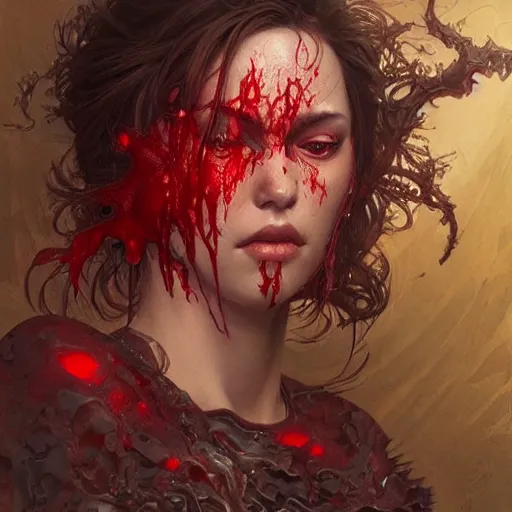 Prompt: ultra realistic illustration of blood for the blood god, intricate, elegant, highly detailed, digital painting, artstation, concept art, smooth, sharp focus, illustration, art by artgerm and greg rutkowski and alphonse mucha