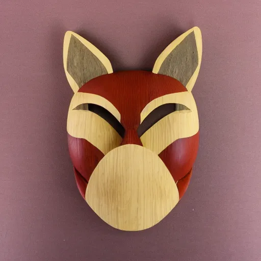 Image similar to wooden tiki mask of a fox spirit