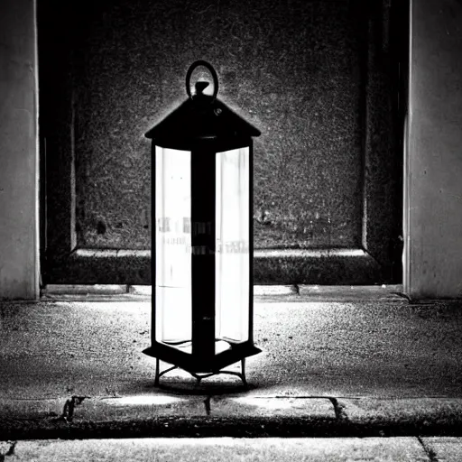 Image similar to lonely old lantern on empty modern street near the old car with light on