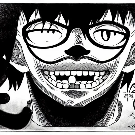 Image similar to [ luffy mustache ] ( by kim jung gi ) ( by george morikawa ) ( by kentaro miura ) ( by eiichiro oda )