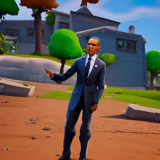 Image similar to obama as a character from fortnite