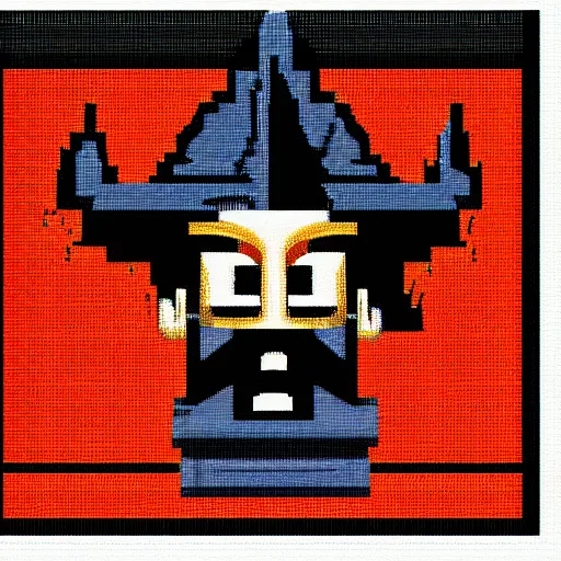 Image similar to evil wizard, 16x16 pixel art, MS-DOS, 1994