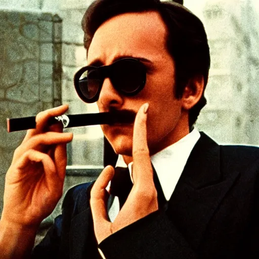 Prompt: Mario smoking in a french new wave Godard film aesthetic