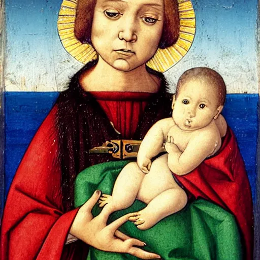 Prompt: portrait of a baby harp seal dressed as a christian saint, sandra bottecelli 1 4 9 0
