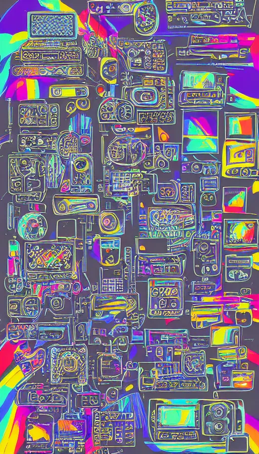 Prompt: 9 0 s technologies digital art. illustrator