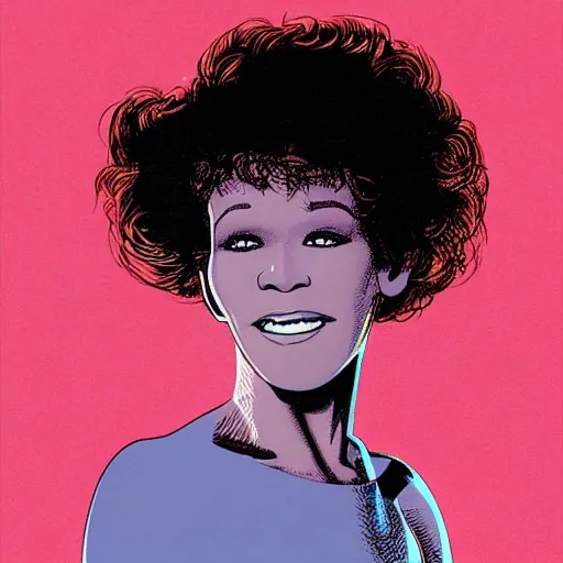 Image similar to whitney houston retro minimalist portrait! moebius starwatcher comic by jean giraud, portrait 8 k