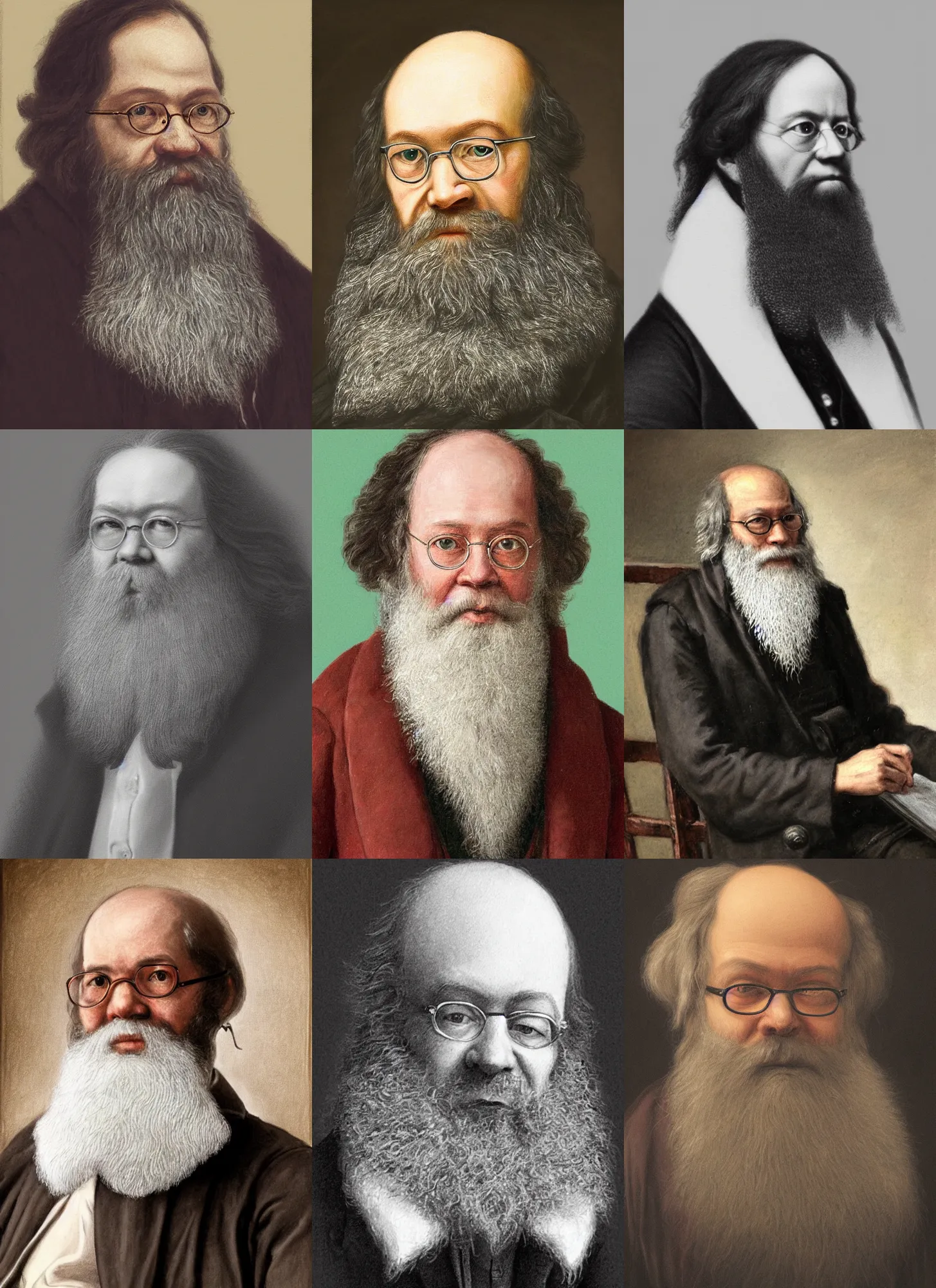 Prompt: Painted portrait of Peter Kropotkin, super detailed, photorealism, 4k, hd