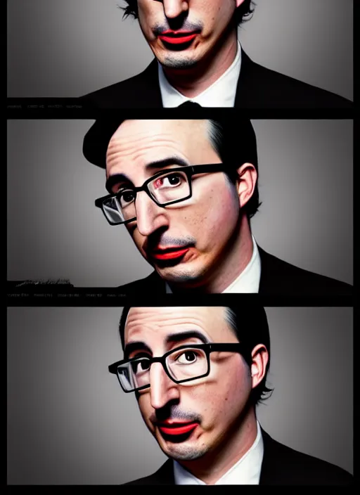 Image similar to photo boothainting of both john oliver and adam driver together, john oliver in front, full body, elegant, beautiful, highly detailed, centered, dark, smokey, digital painting, concept art, smooth, sharp focus, illustration, deviant art, art by artgerm, art by greg rutkowski, art by alphonse mucha