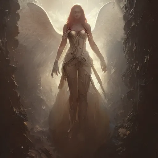 Image similar to the corset of angels. detailed digital art by greg rutkowski, keith parkinson, marc simonetti, artstation, deviantart, 8k, hd