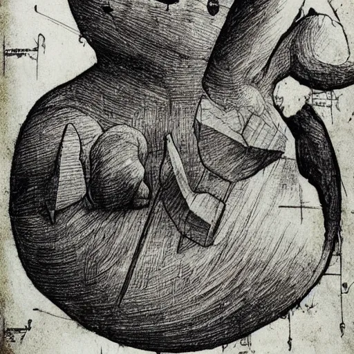 Image similar to Leonardo da Vinci anatomy study, pikachu autopsy, high detailed masterpiece