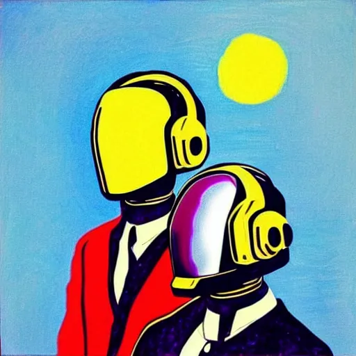 Prompt: “Daft Punk beautiful portrait in bright modern colors by Van Gogh”