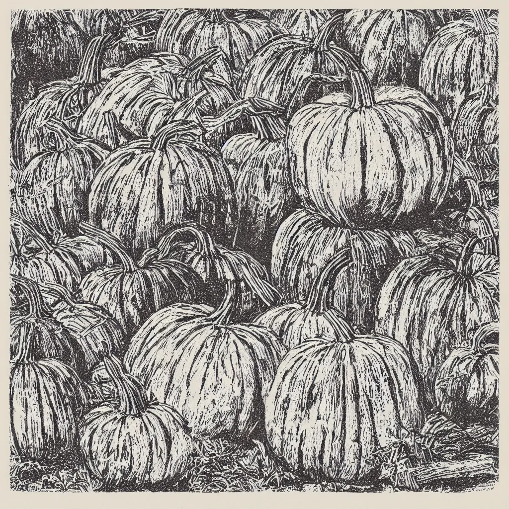 Image similar to vintage risograph of one pumpkin