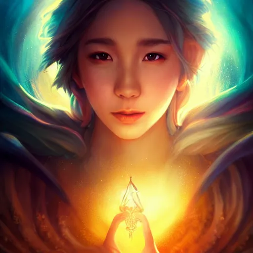 Image similar to enchanting summoner yuna portrait, fina fantasy x, atmospheric lighting, painted, menacing, intricate, volumetric lighting, beautiful, rich deep colours masterpiece, golden hour, golden ratio, sharp focus, ultra detailed, by leesha hannigan, ross tran, thierry doizon, kai carpenter, ignacio fernandez rios