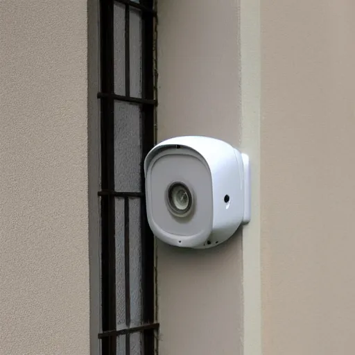 Image similar to Security camera photo a flying pillow, photo was taken in front of someone front door, realistic, low resolution, 720p x 480p.