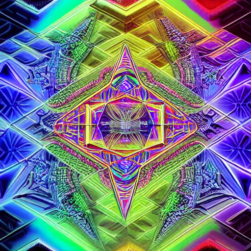 Image similar to an isometric cityscape illustration kaleidoscopic neon colors trending on artstation 4 k intricate extremely detailed digital art by alex grey infinite wisdom sacred geometry