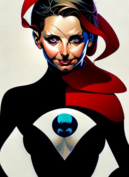 Image similar to artgerm, joshua middleton comic cover art, pretty sarah michelle gellar superhero, asymmetrical black oval spot covering left eye, left eye only, very pale white skin, no spot right eye, white around right eye