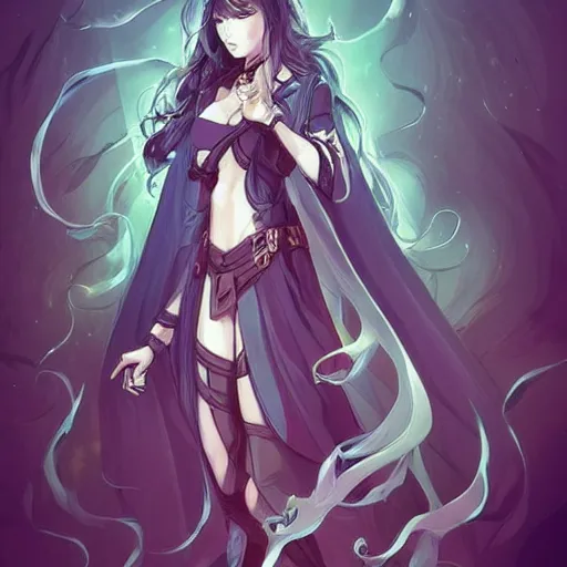 Image similar to “A detailed gorgeous beautiful anime woman with brown flowing hair, long blue-cape, decorative leather armor, great proportions, excellent detail, surrounded by a catacomb of books, high quality, Full-body character portrait, in the style of rossdraws”