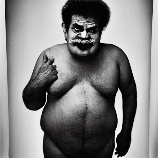 Image similar to Wario, 35mm, f2.8, age, award-winning, candid portrait photo by annie leibovitz