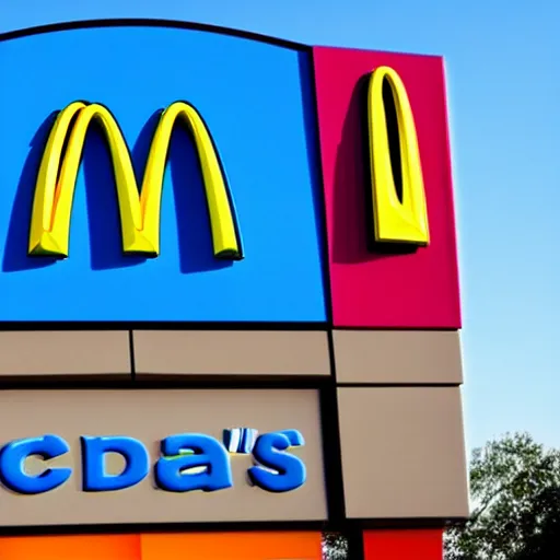 Image similar to McDonalds but everything is blue