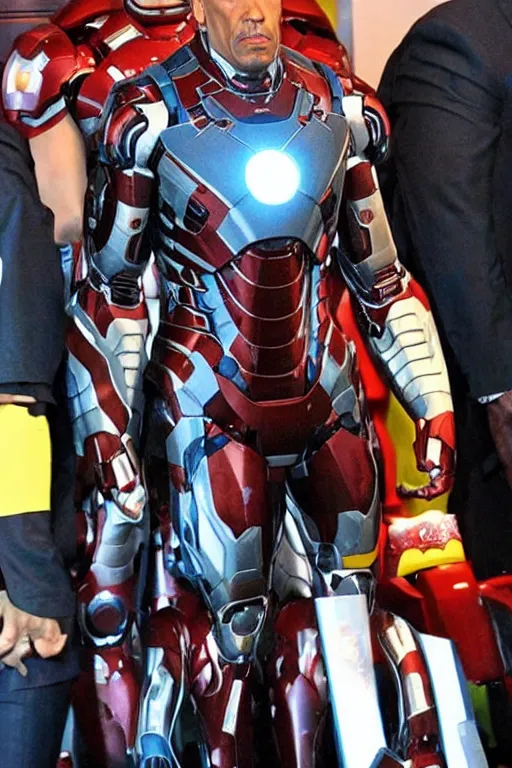 Image similar to The Rock in an Iron Man suit