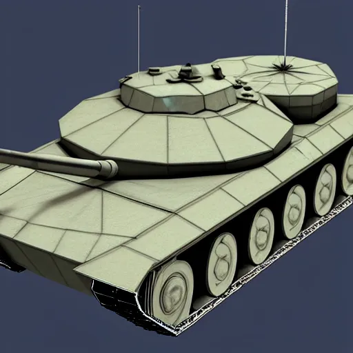 Image similar to a 3d model of a tank in the center, unreal engine