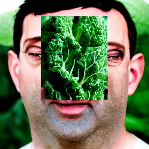 Image similar to tony hale double exposure head of kale