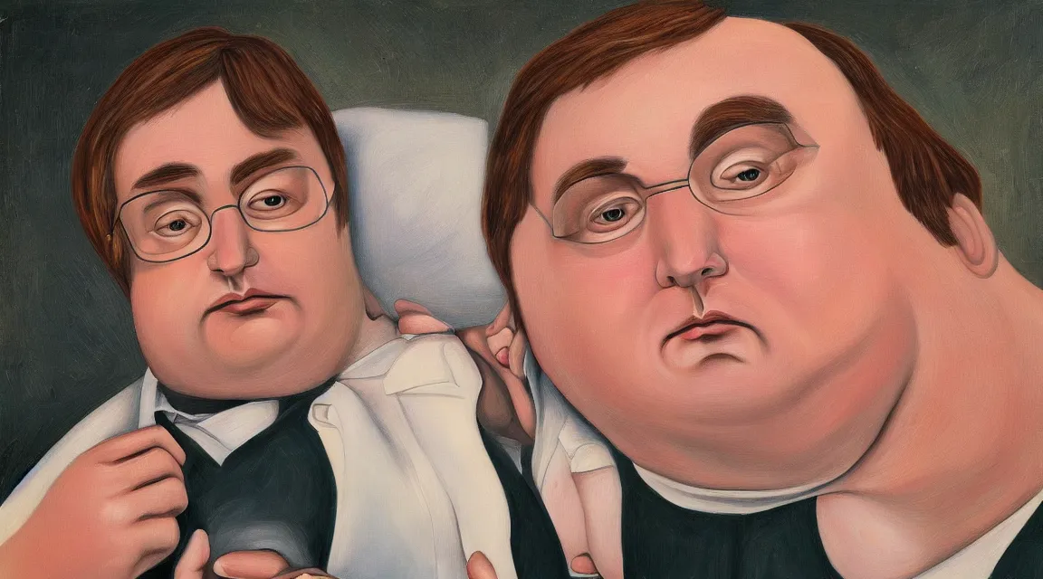 Image similar to portrait of Linus Torvalds painted by fernando botero