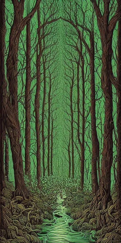 Image similar to A forest by Dan Mumford