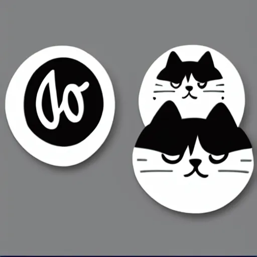 Prompt: icons of the same size, round shape with an image of a 2d cat on a white background, in the same color scheme and style