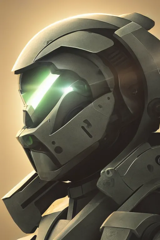 Image similar to robot ninja mask helmet halo master chief radiating a glowing aura global illumination ray tracing hdr fanart arstation by ian pesty and katarzyna da „ bek - chmiel