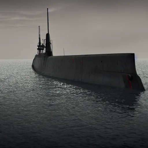 Image similar to 4 k render of a world war 2 german submarine underwater, cinematic, dramatic, dark ambience, deep sea