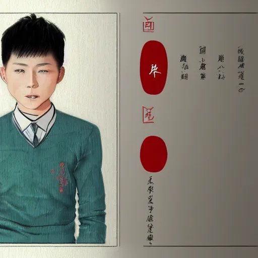 Image similar to chinese boy with short hair, concept art