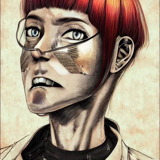 Prompt: a beautiful portrait of a space bounty hunter by Junji Ito trending on Artstation