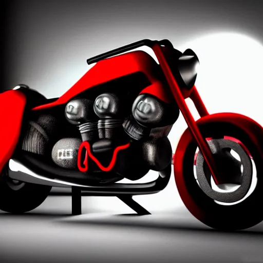 Image similar to motor cycle from the movie akira, moody lighting, shallow depth of field, 8 k, ultra realistic,