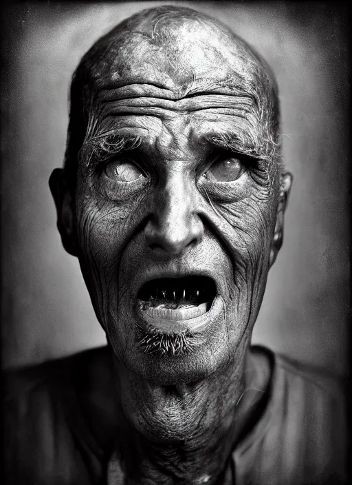 Image similar to handsome anthropomorphic mangle by lee jeffries, gelatin silver process