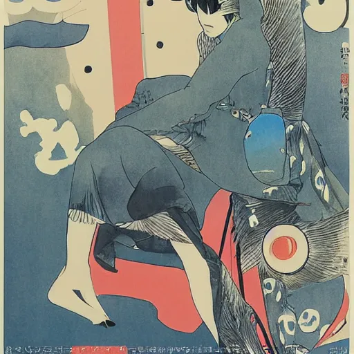 Prompt: CARTELES Magazine cover illustrated by Yoshitaka Amano. 1932. Acrylic and Watercolor on lithography paper.