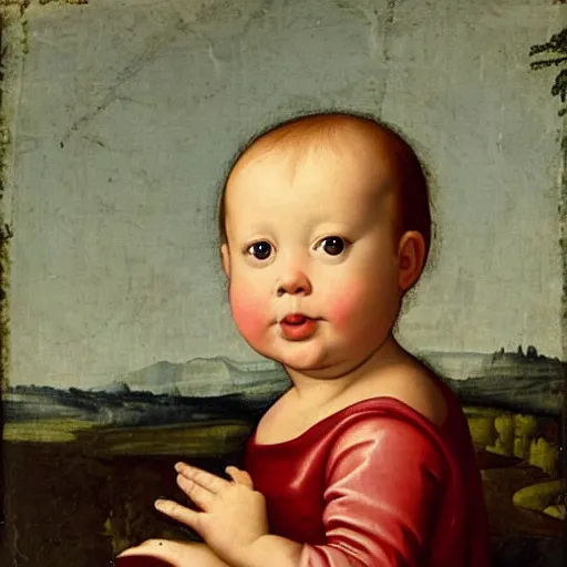 Image similar to Renaissance portrait painting of a baby