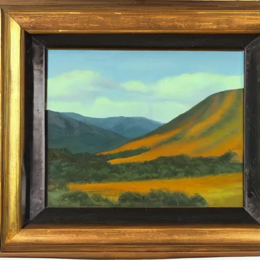 Prompt: an oil painting of a hill, by Jerome Bosch