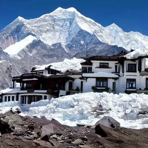 Prompt: Mansion built into the peak of Mount Everest