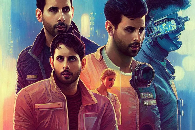 Image similar to Sensual good looking pale young Indian doctors wearing Blade Runner 2049 clothing in a space station above Earth, portrait, elegant, intricate, digital painting, artstation, concept art, smooth, sharp focus, illustration, art by artgerm and greg rutkowski and alphonse mucha