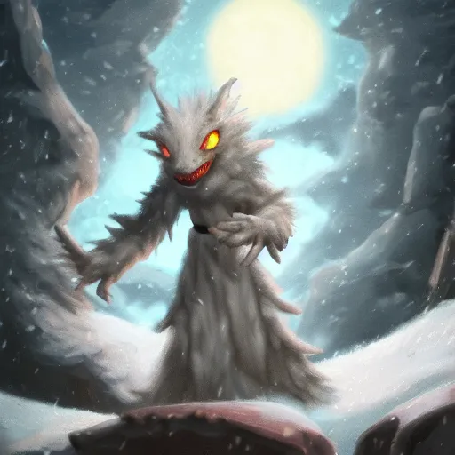 Prompt: white scaled kobold sorcerer standing in a blizzard, studio ghibli style, fantasy, colorful, 4k