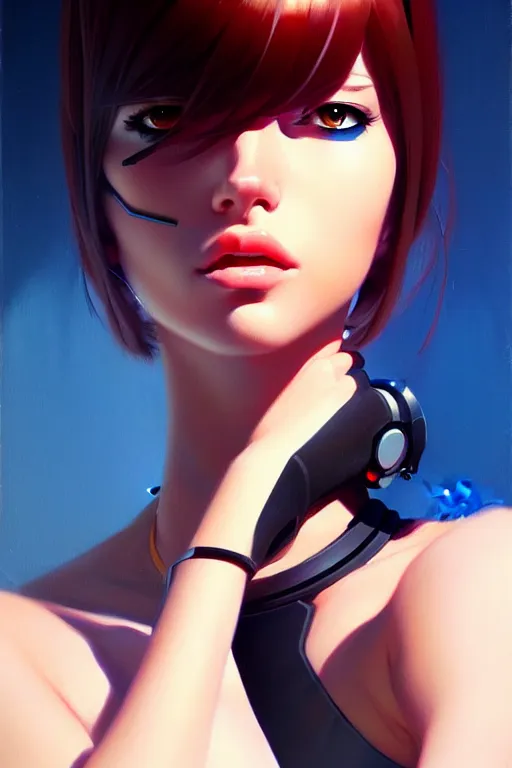 Image similar to a ultradetailed beautiful painting of a stylish woman cyborg, oil painting, by ilya kuvshinov, greg rutkowski and makoto shinkai, trending on artstation