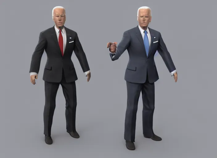 Prompt: 3 d model of joe biden character in fighting game, stylized 3 d graphics, hdr, ultra graphics, ray tracing, 4 k image