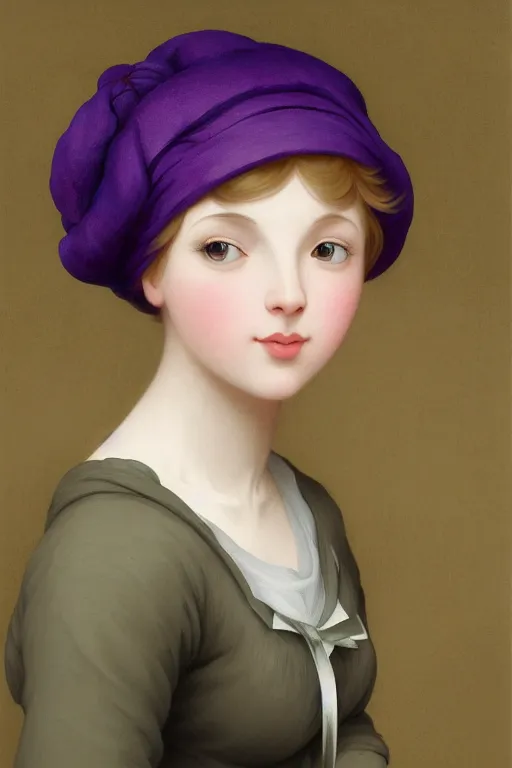 Image similar to Full View girl with short blond hair wearing an oversized purple Beret, Baggy Purple overall shorts, Short Puffy pants made of silk, silk shoes, a big billowy scarf, Golden Ribbon, and white leggings Covered in stars. Short Hair. masterpiece 4k digital illustration by Ruan Jia and Mandy Jurgens and Artgerm and william-adolphe bouguereau, award winning, Artstation, art nouveau aesthetic, Alphonse Mucha background, intricate details, realistic, panoramic view, Hyperdetailed, 8k resolution, intricate art nouveau