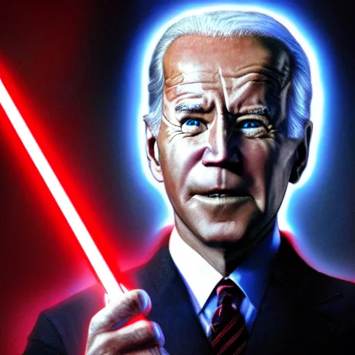 Prompt: movie still of Joe Biden as a sith lord, 4k, high resolution, lightsaber