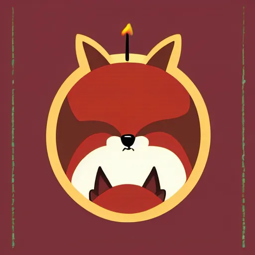 Image similar to a vector logo of a fox with candle head by studio ghibli