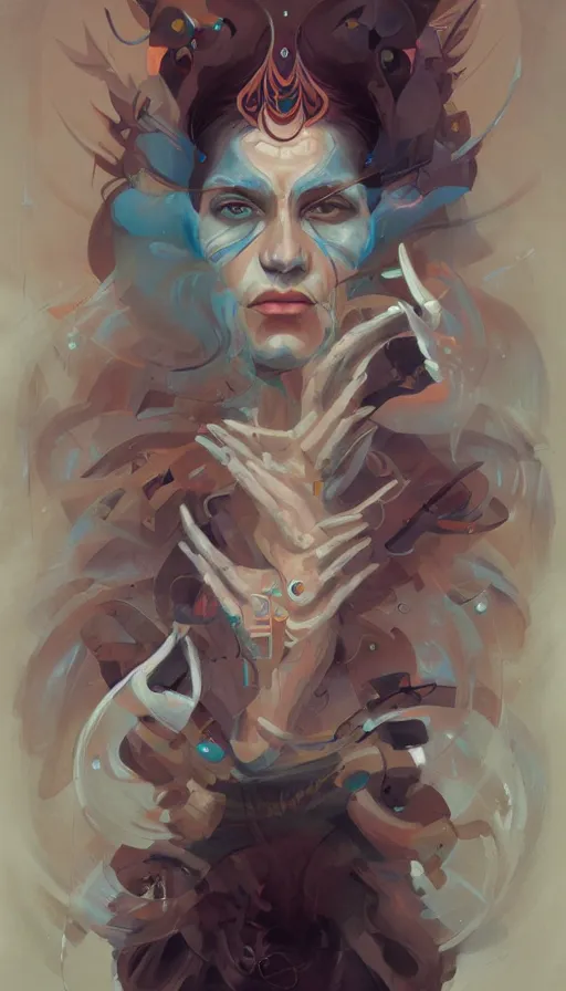 Image similar to portrait of a digital shaman, by peter mohrbacher