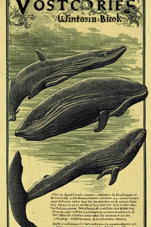 Prompt: cover scan of victorian book about whales