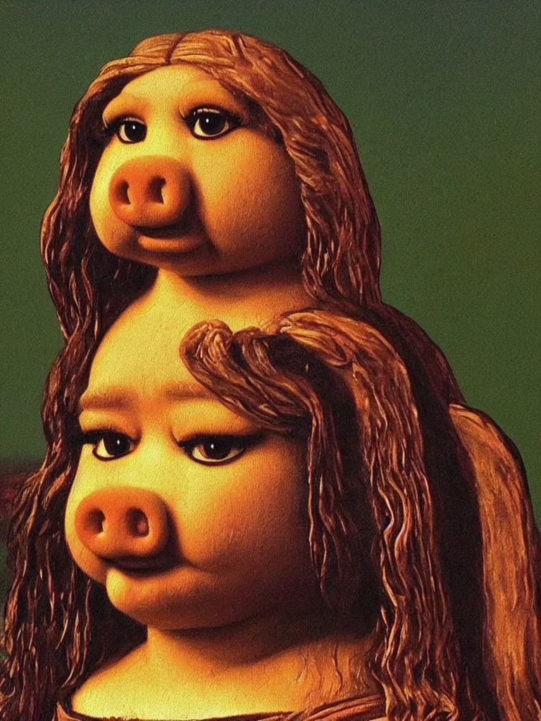 Image similar to Miss Piggy as the Mona Lisa painting by Leonardo da Vinci, ultra detailed, 8k ultrarealistic