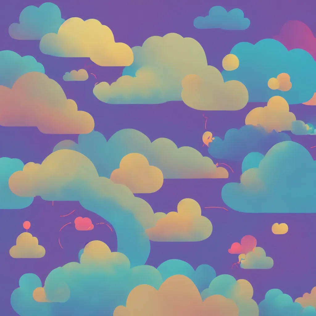 Image similar to a simple micro-service deployed to a public cloud, security, attack vector, trending on Artstation, painting by Jules Julien, Leslie David and Lisa Frank, muted colors with minimalism